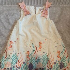 Catherine Malandrino Cream Dress with Pink Bows and Sea Life Design